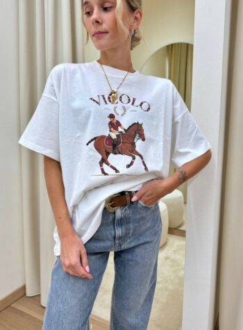 Shop Online T-shirt oversize bianca stampa fantino Vicolo