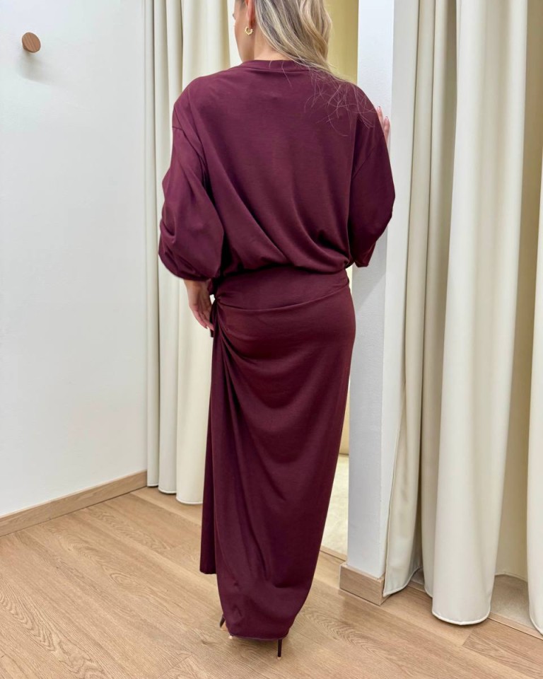 Vestito lungo vino con nodo Tensione In Shop Online Vestito lungo vino con nodo Tensione In