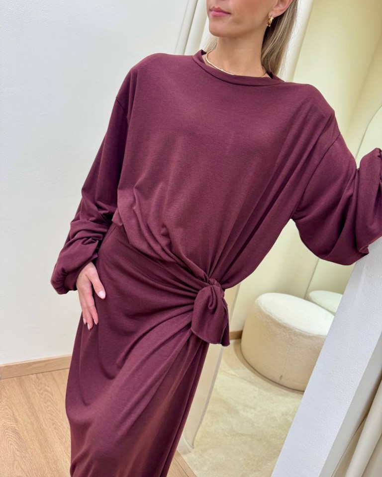 Vestito lungo vino con nodo Tensione In Shop Online Vestito lungo vino con nodo Tensione In
