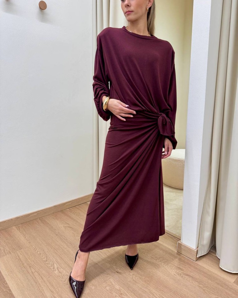 Vestito lungo vino con nodo Tensione In Shop Online Vestito lungo vino con nodo Tensione In