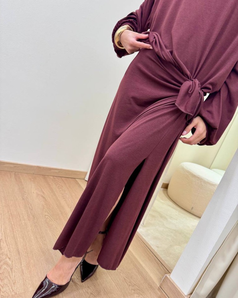 Vestito lungo vino con nodo Tensione In Shop Online Vestito lungo vino con nodo Tensione In