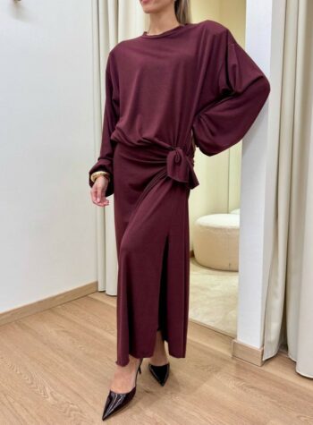 Shop Online Vestito lungo vino con nodo Tensione In