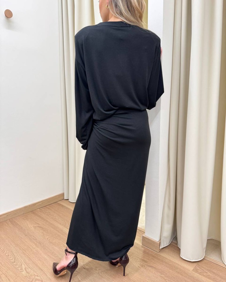 Vestito lungo nero con nodo Tensione In Shop Online Vestito lungo nero con nodo Tensione In