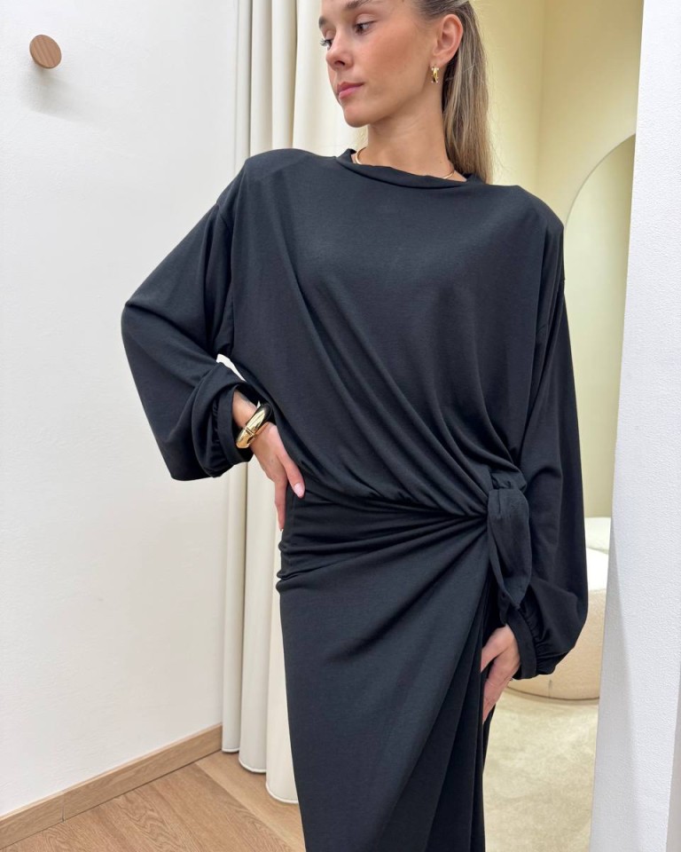 Vestito lungo nero con nodo Tensione In Shop Online Vestito lungo nero con nodo Tensione In
