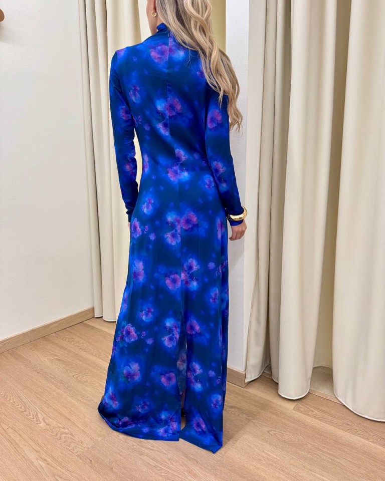 Vestito lungo FIORE acquarello blu Tensione In Shop Online Vestito lungo FIORE acquarello blu Tensione In