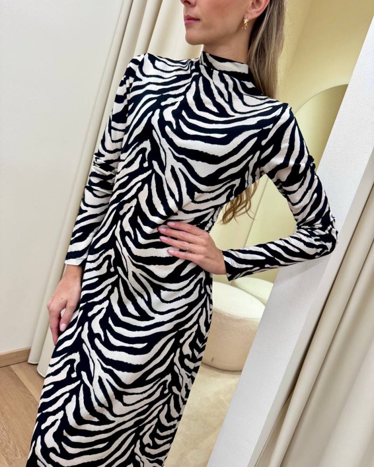 Vestito lungo ZEBRA panna e nero Tensione In Shop Online Vestito lungo ZEBRA panna e nero Tensione In