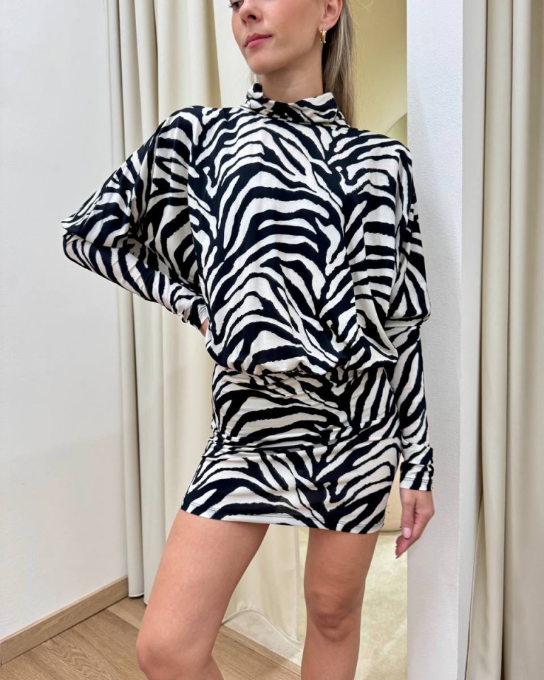 Vestito corto ZEBRA panna e nero Tensione In Shop Online Vestito corto ZEBRA panna e nero Tensione In