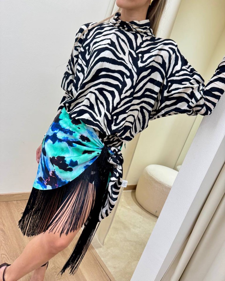 Vestito corto ZEBRA panna e nero Tensione In Shop Online Vestito corto ZEBRA panna e nero Tensione In