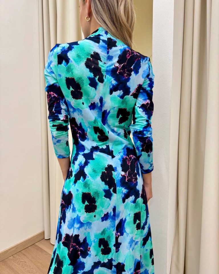 Vestito lungo PEONIE acquarello turchese Tensione IN Shop Online Vestito lungo PEONIE acquarello turchese Tensione IN