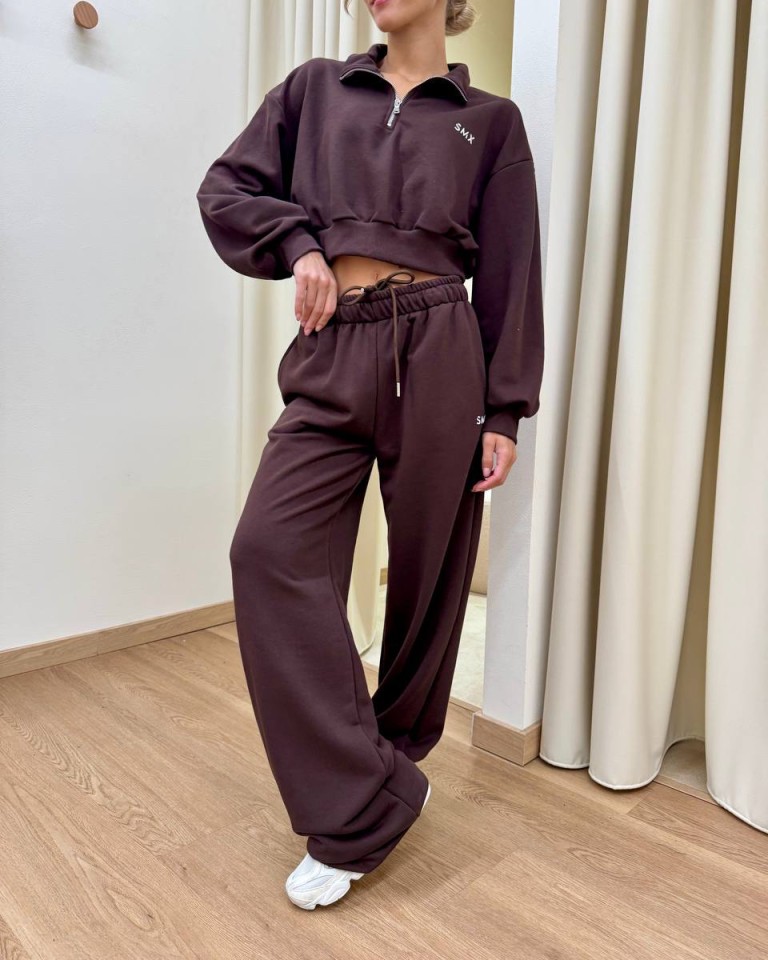 Pantalone tuta SMX palazzo cacao Susy Mix Shop Online Pantalone tuta SMX palazzo cacao Susy Mix