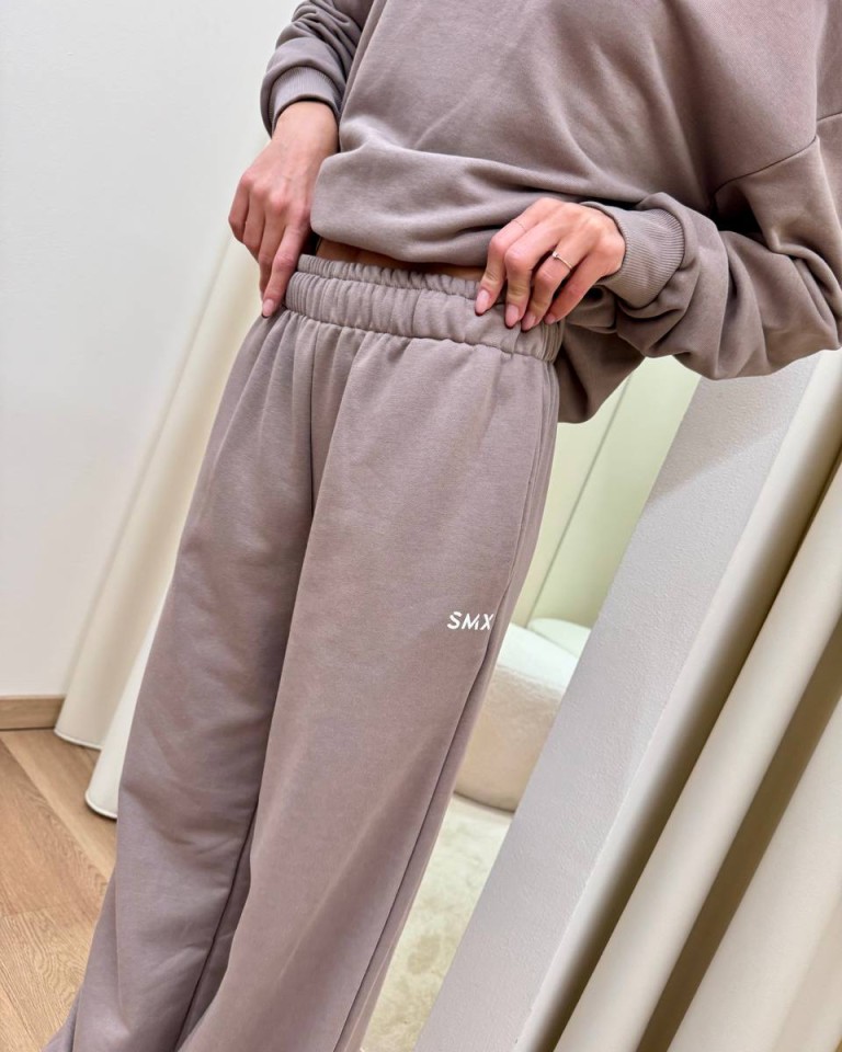 Pantalone tuta SMX palazzo tortora Susy Mix Shop Online Pantalone tuta SMX palazzo tortora Susy Mix