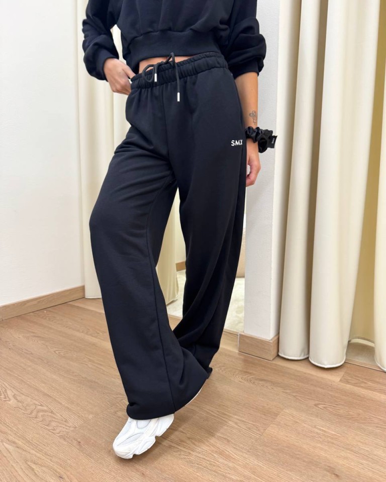 Pantalone tuta SMX palazzo nero Susy Mix Shop Online Pantalone tuta SMX palazzo nero Susy Mix