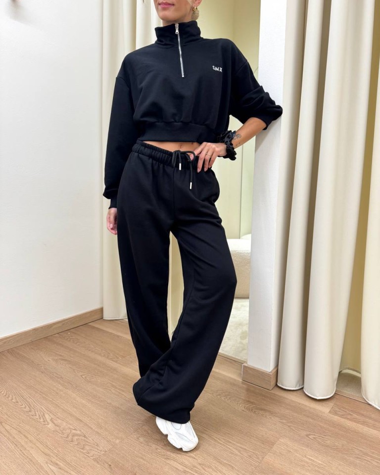 Pantalone tuta SMX palazzo nero Susy Mix Shop Online Pantalone tuta SMX palazzo nero Susy Mix