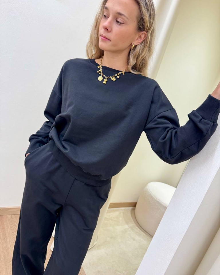 Completo felpa pantalone barrel nero Susy Mix Shop Online Completo felpa pantalone barrel nero Susy Mix