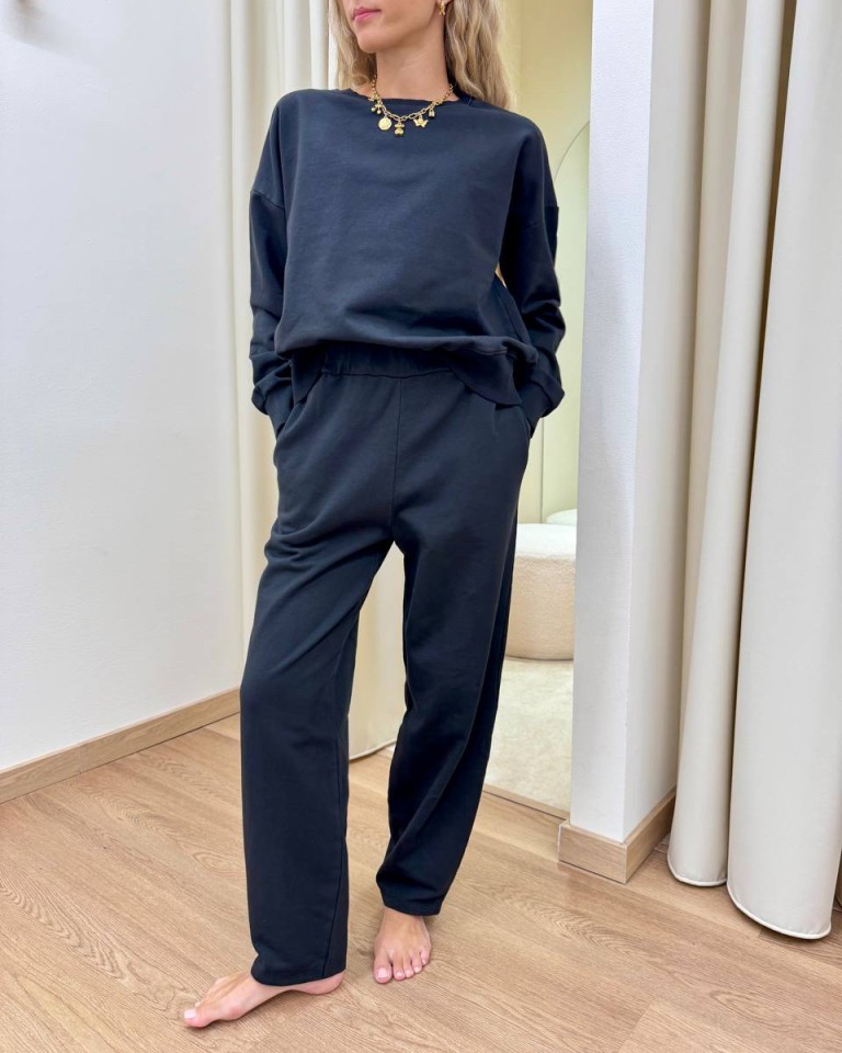 Completo felpa pantalone barrel nero Susy Mix Shop Online Completo felpa pantalone barrel nero Susy Mix
