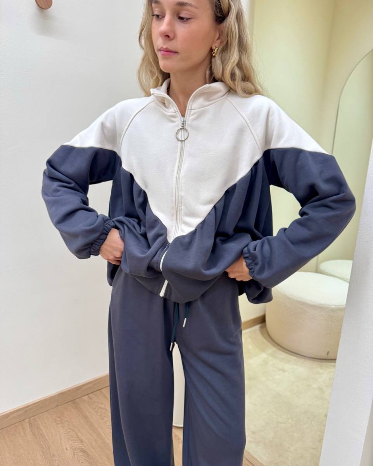 Felpa arricciata panna e grigio piombo Susy Mix Shop Online Felpa arricciata panna e grigio piombo Susy Mix
