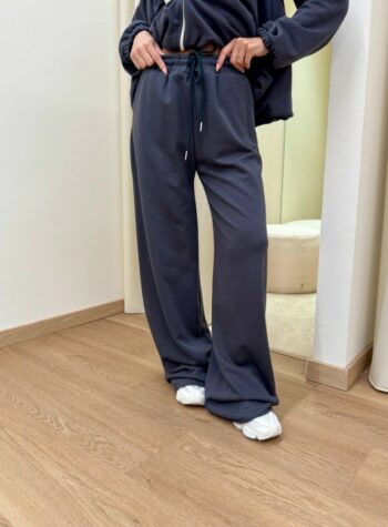 Shop Online Pantalone tuta a palazzo grigio piombo Susy Mix