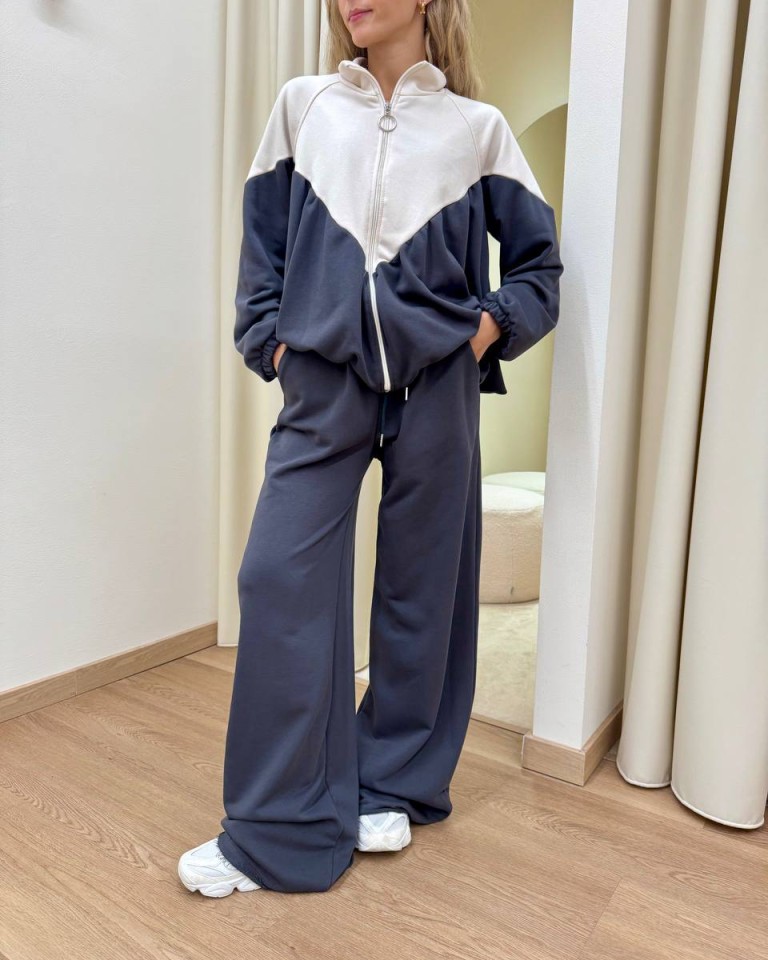 Felpa arricciata panna e grigio piombo Susy Mix Shop Online Felpa arricciata panna e grigio piombo Susy Mix