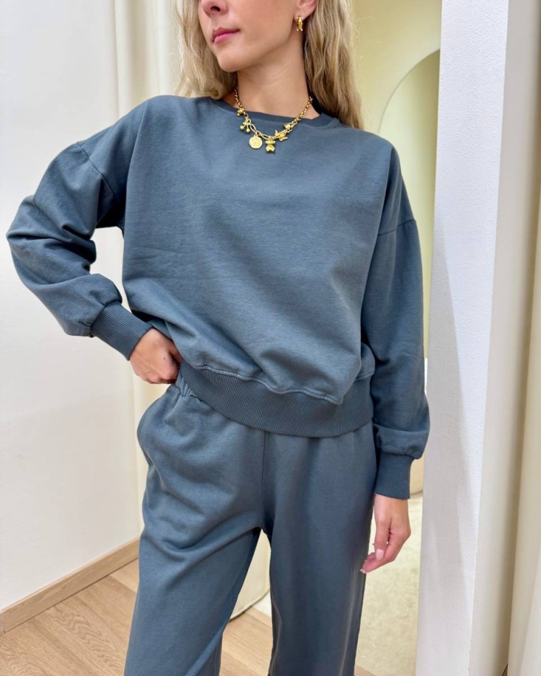 Completo felpa pantalone barrel grigio piombo Susy Mix Shop Online Completo felpa pantalone barrel grigio piombo Susy Mix