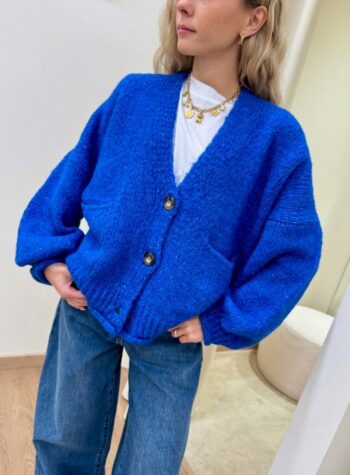 Shop Online Cardigan in maglia con lana blu acceso HaveOne