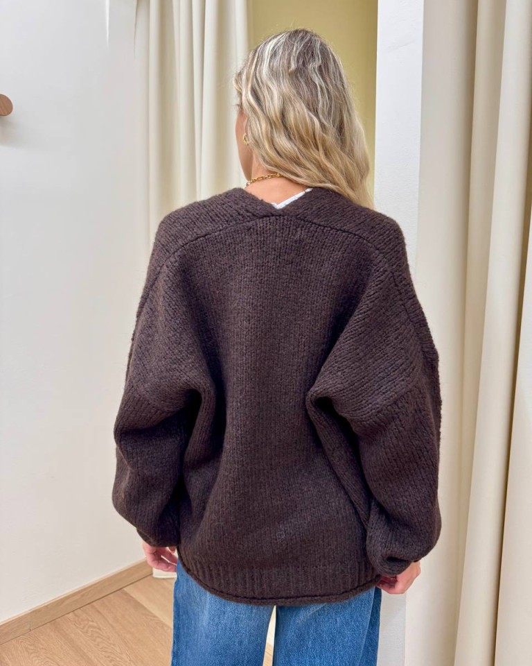 Cardigan in maglia con lana moro HaveOne Shop Online Cardigan in maglia con lana moro HaveOne