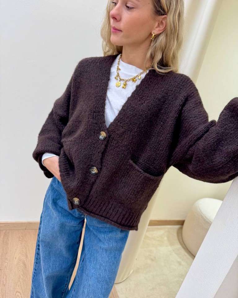 Cardigan in maglia con lana moro HaveOne Shop Online Cardigan in maglia con lana moro HaveOne