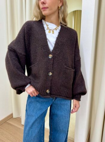 Shop Online Cardigan in maglia con lana moro HaveOne