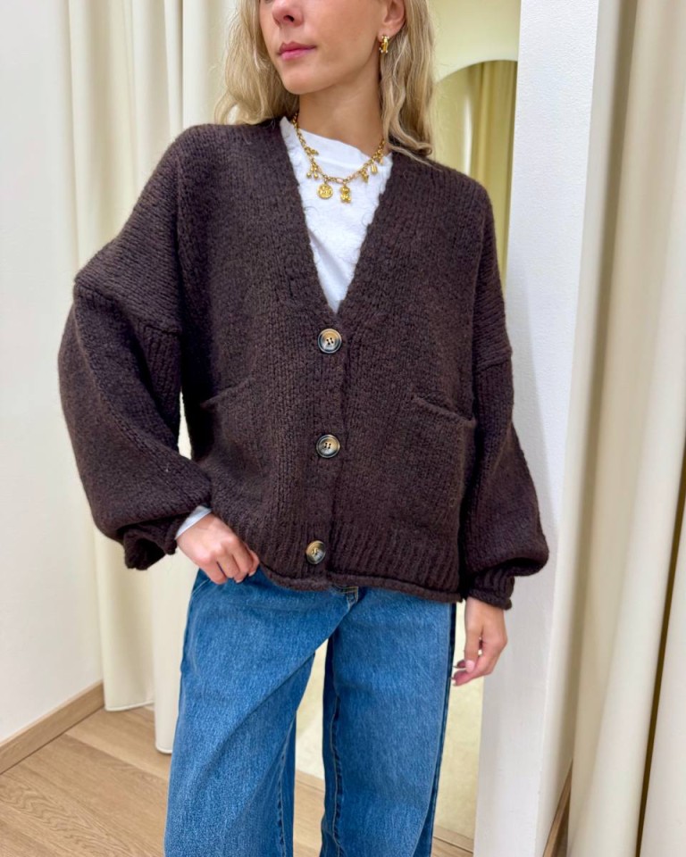 Cardigan in maglia con lana moro HaveOne Shop Online Cardigan in maglia con lana moro HaveOne