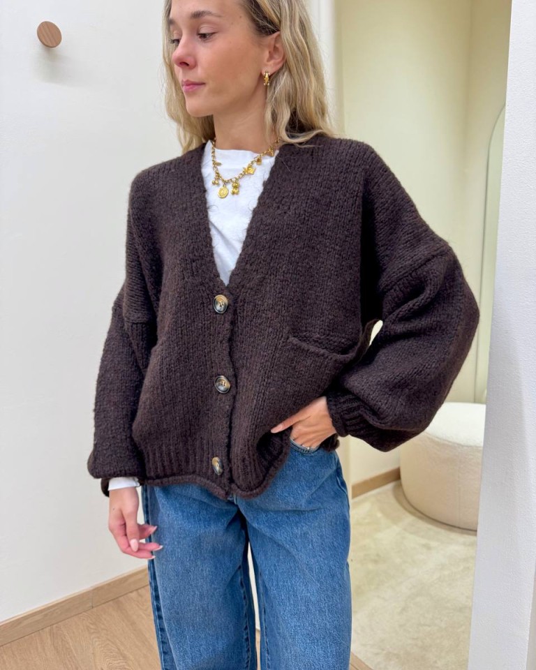 Cardigan in maglia con lana moro HaveOne Shop Online Cardigan in maglia con lana moro HaveOne