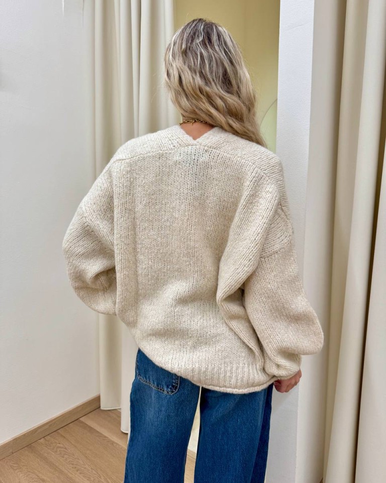 Cardigan in maglia con lana avorio HaveOne Shop Online Cardigan in maglia con lana avorio HaveOne