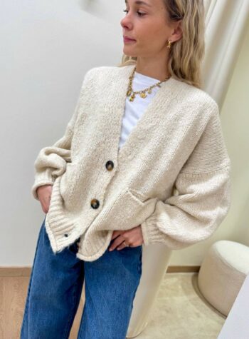 Shop Online Cardigan in maglia con lana avorio HaveOne