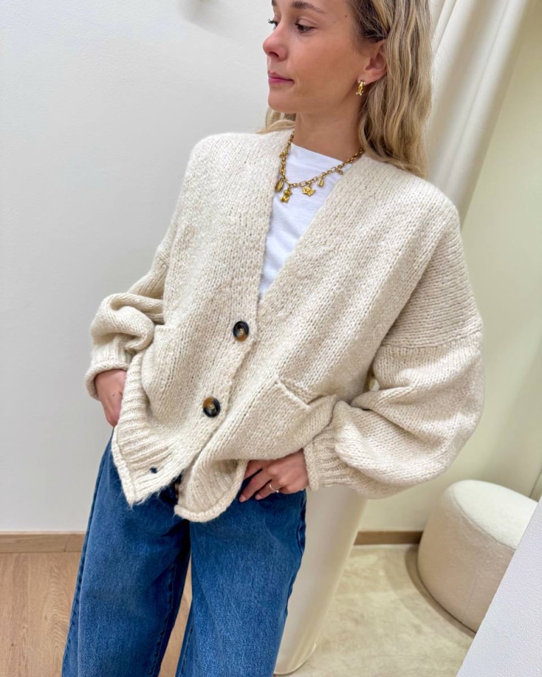 Cardigan in maglia con lana avorio HaveOne Shop Online Cardigan in maglia con lana avorio HaveOne