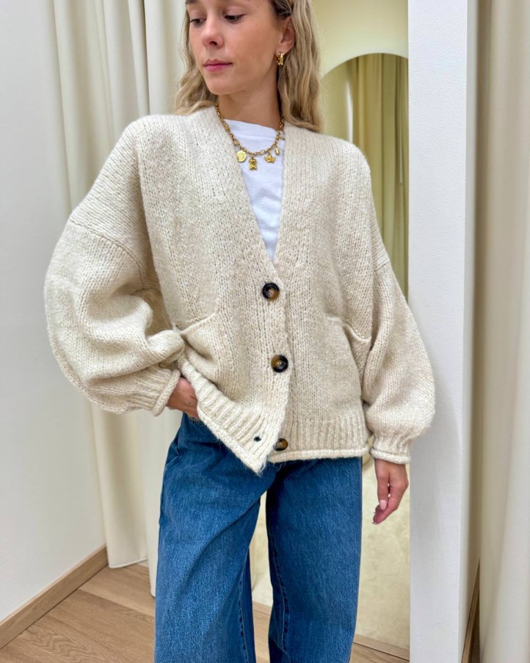 Cardigan in maglia con lana avorio HaveOne Shop Online Cardigan in maglia con lana avorio HaveOne