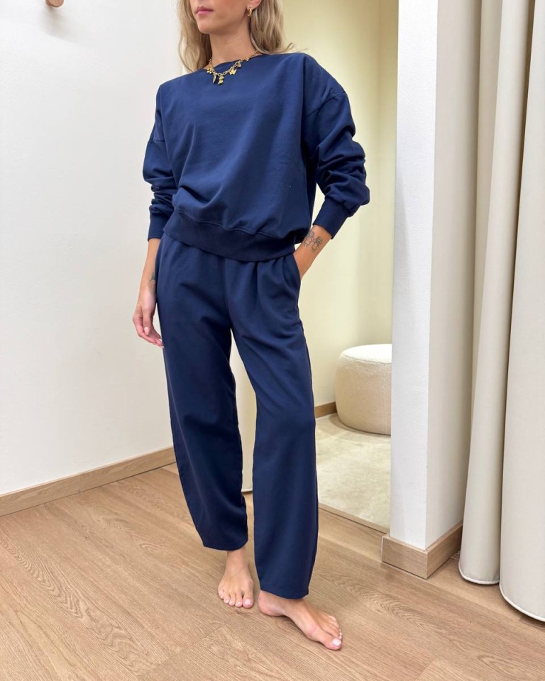 Completo felpa pantalone barrel blu Susy Mix Shop Online Completo felpa pantalone barrel blu Susy Mix