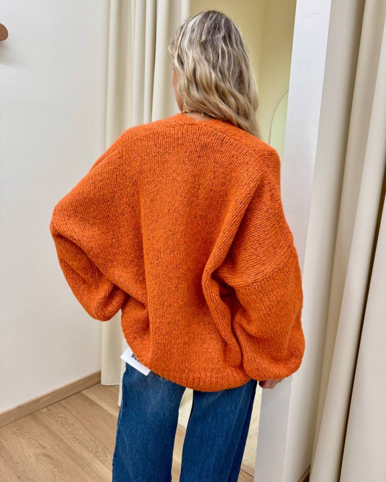 Cardigan in maglia con lana arancio HaveOne Shop Online Cardigan in maglia con lana arancio HaveOne