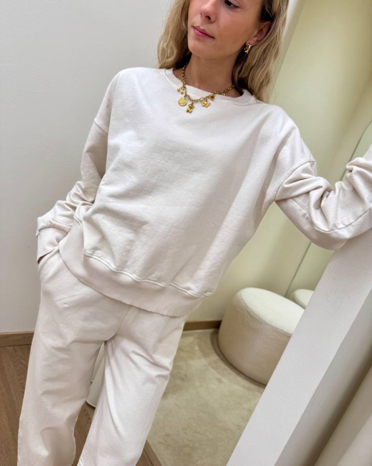 Completo felpa pantalone barrel burro Susy Mix Shop Online Completo felpa pantalone barrel burro Susy Mix