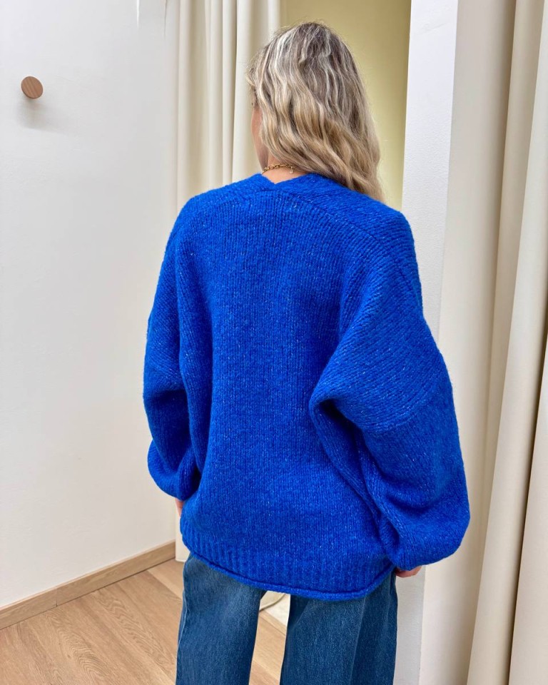 Cardigan in maglia con lana blu acceso HaveOne Shop Online Cardigan in maglia con lana blu acceso HaveOne