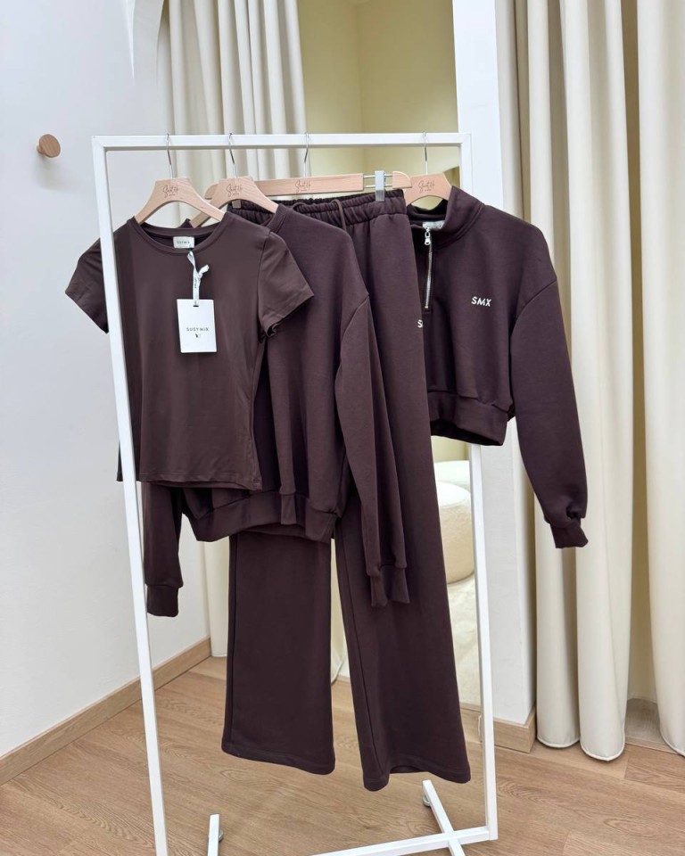 Pantalone tuta SMX palazzo cacao Susy Mix Shop Online Pantalone tuta SMX palazzo cacao Susy Mix