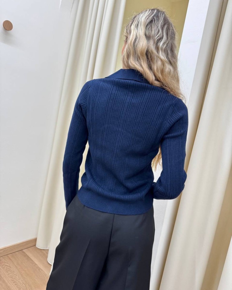 Maglia polo a costine blu HaveOne Shop Online Maglia polo a costine blu HaveOne