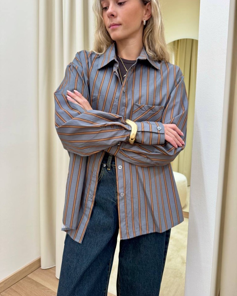 Camicia righe grigio e ocra HaveOne Shop Online Camicia righe grigio e ocra HaveOne