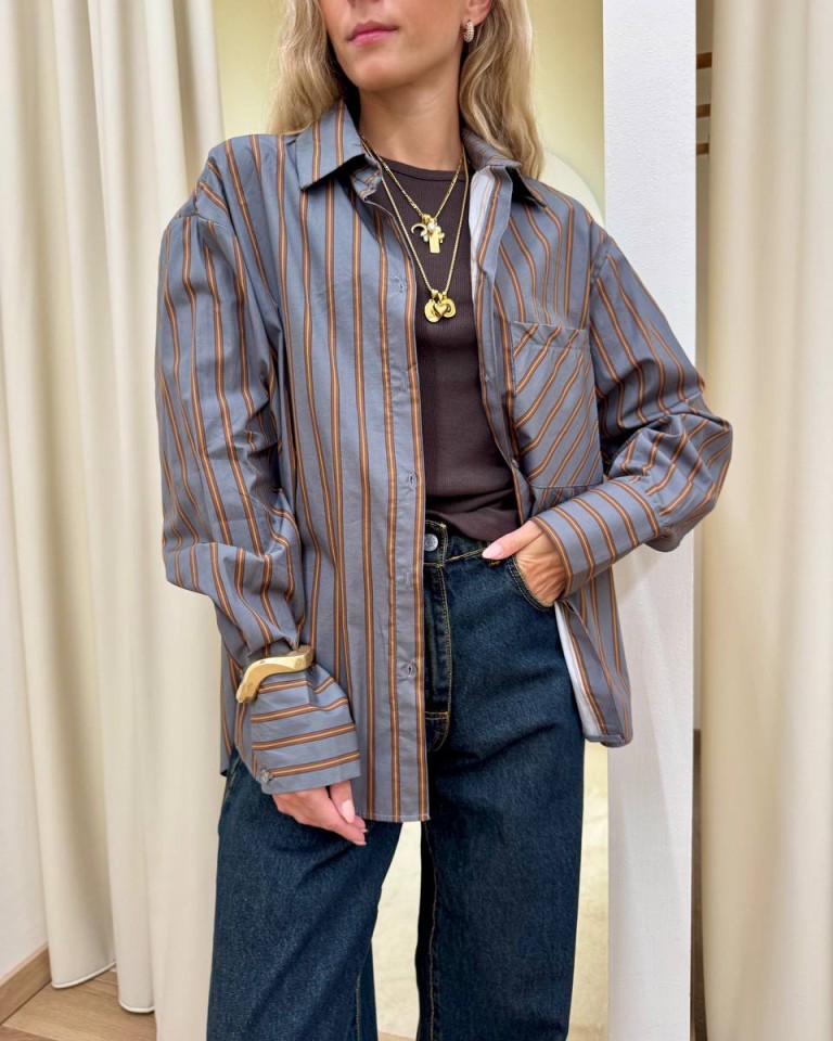 Camicia righe grigio e ocra HaveOne Shop Online Camicia righe grigio e ocra HaveOne