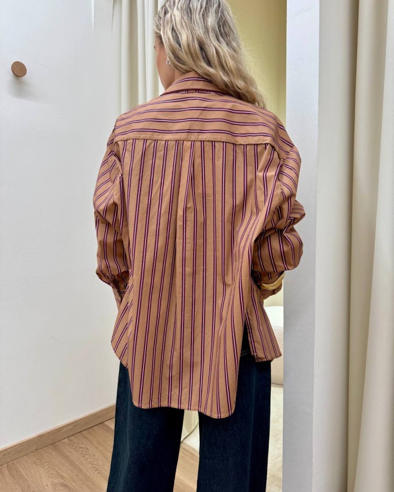 Camicia righe cammello e bordeaux HaveOne Shop Online Camicia righe cammello e bordeaux HaveOne