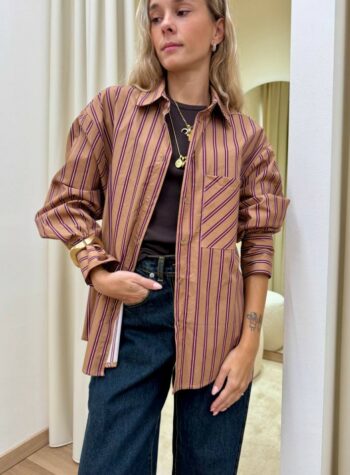 Shop Online Camicia righe cammello e bordeaux HaveOne