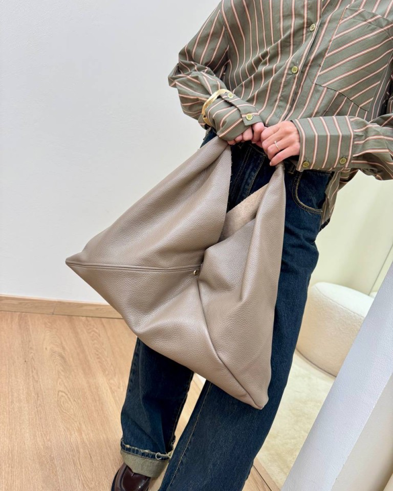 Borsa shopper in vera pelle tortora Shop Online Borsa shopper in vera pelle tortora