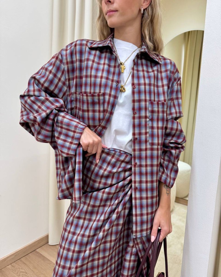 Camicia check mattone e celeste HaveOne Shop Online Camicia check mattone e celeste HaveOne