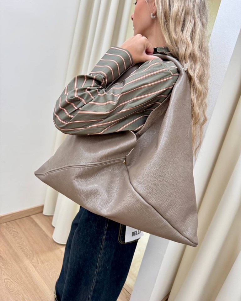 Borsa shopper in vera pelle tortora Shop Online Borsa shopper in vera pelle tortora