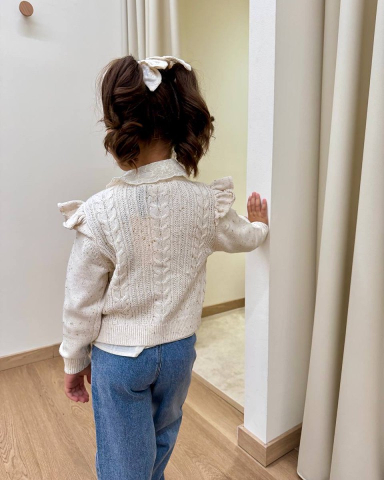 Cardigan trecce e rouches panna Lil'Atelier Shop Online Cardigan trecce e rouches panna Lil'Atelier