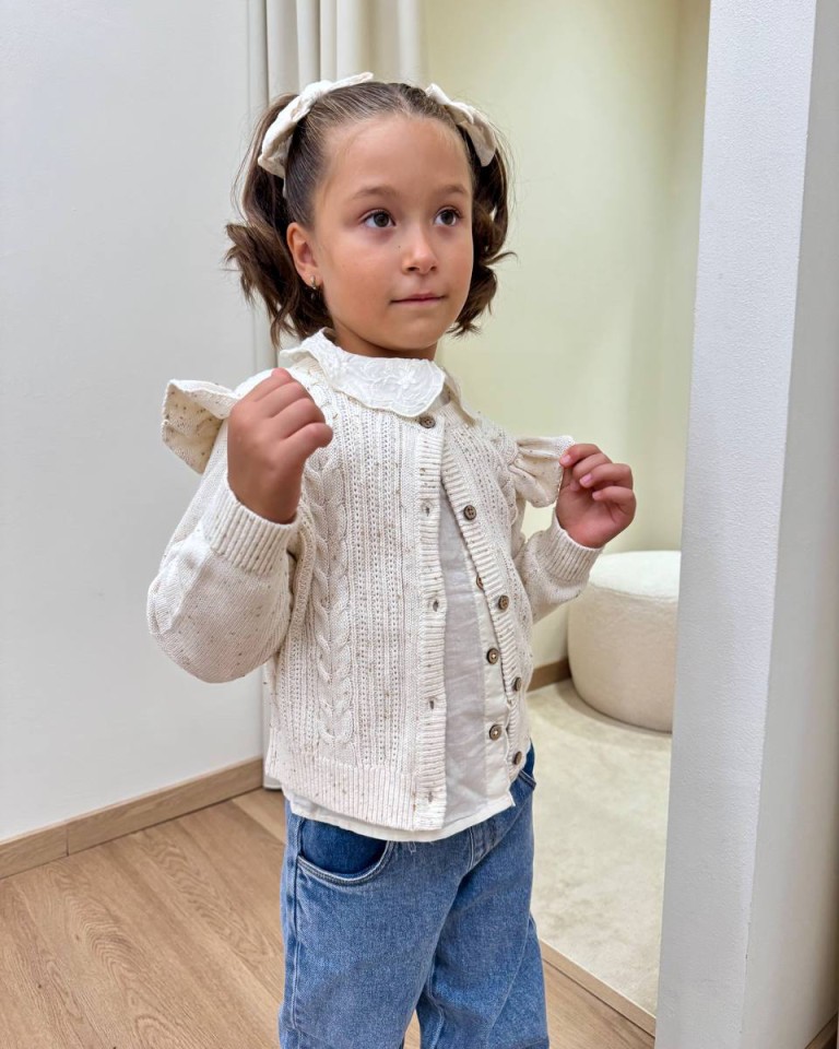 Cardigan trecce e rouches panna Lil'Atelier Shop Online Cardigan trecce e rouches panna Lil'Atelier