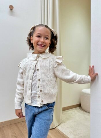 Shop Online Cardigan trecce e rouches panna Lil'Atelier