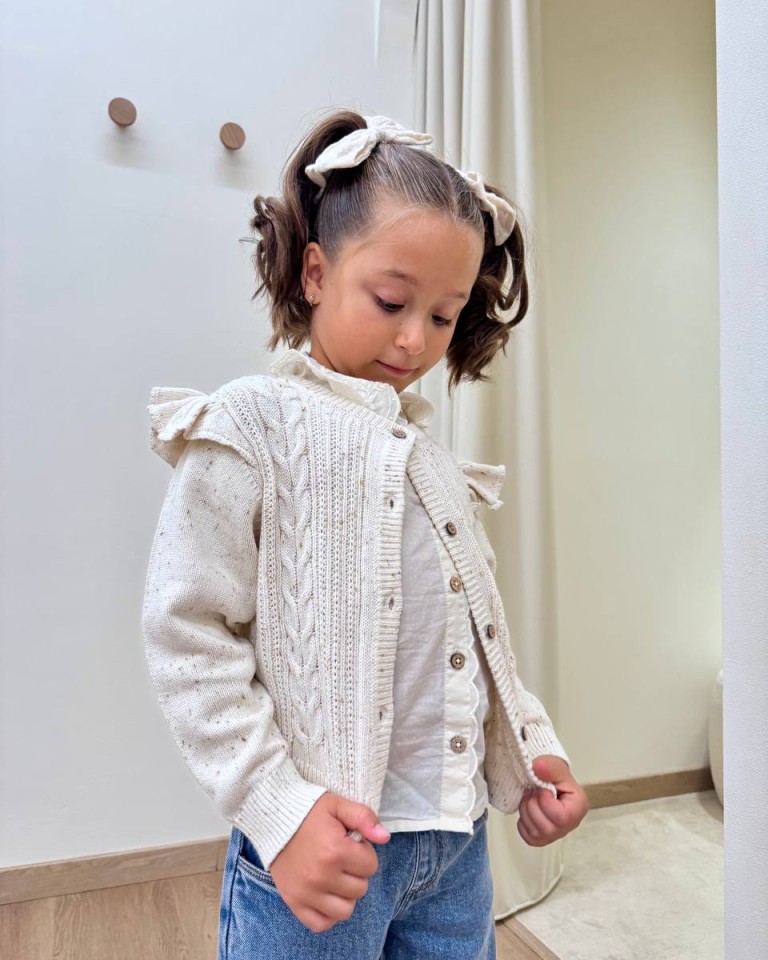 Cardigan trecce e rouches panna Lil'Atelier Shop Online Cardigan trecce e rouches panna Lil'Atelier